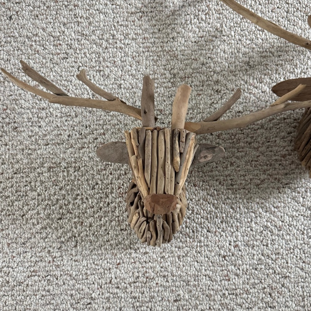 Driftwood reindeer heads